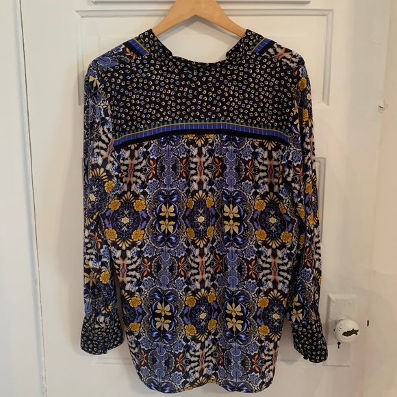LOFT Long Sleeve Multi-Pattern Silky Blouse - Picture 6 of 7